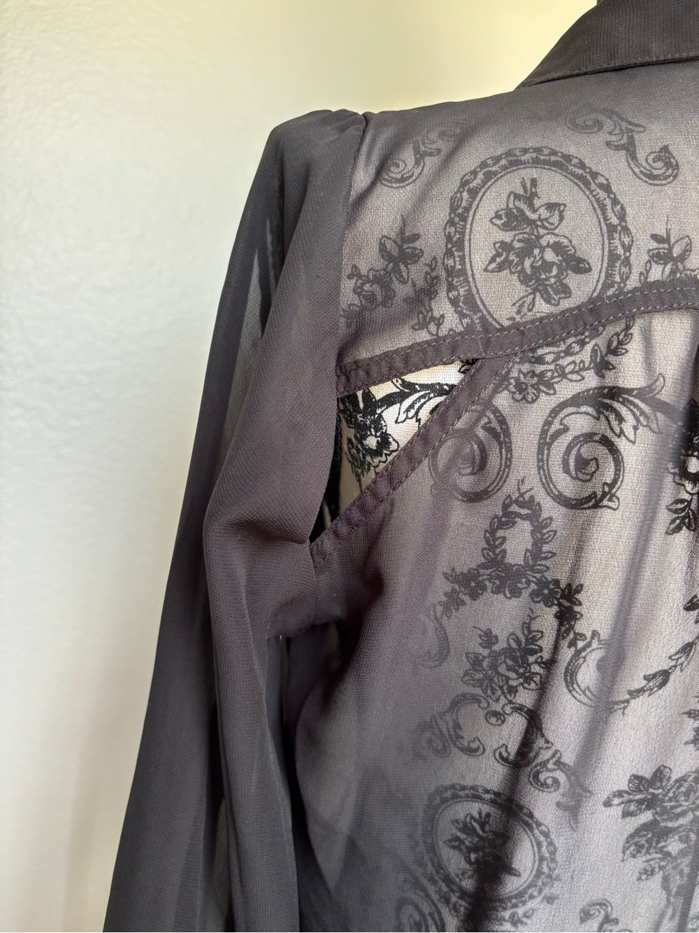 jonathan martin Black Sheer with Open front and back design Button-Down Blouse - Picture 6 of 13